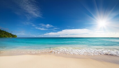 Obraz premium serene tropical beach ocean summer scene vacation sea sky sun day sand