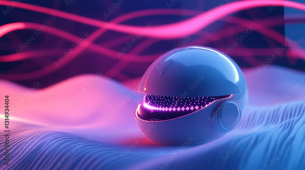 Poster smart neurostimulation helmet enhances hair growth with gentle light therapy and animated signals in