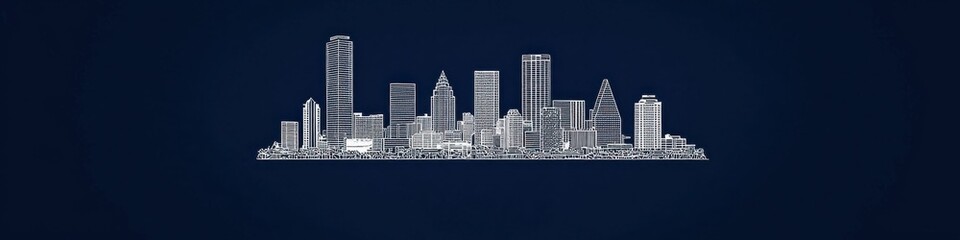 Fototapeta premium Monochromatic cityscape at night with detailed skyscrapers and illuminated structures