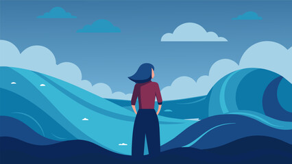 She marveled at the expanse of the Big Data Ocean knowing that she could only scratch the surface of its immense potential.. Vector illustration