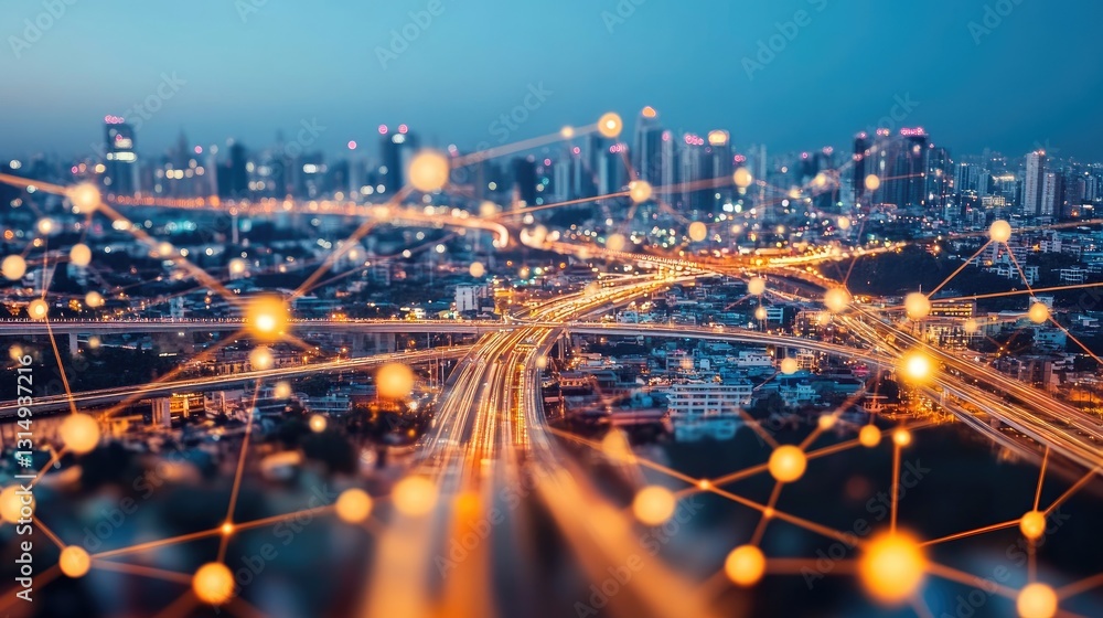 Poster corporate digital networking with glowing circuit board patterns.