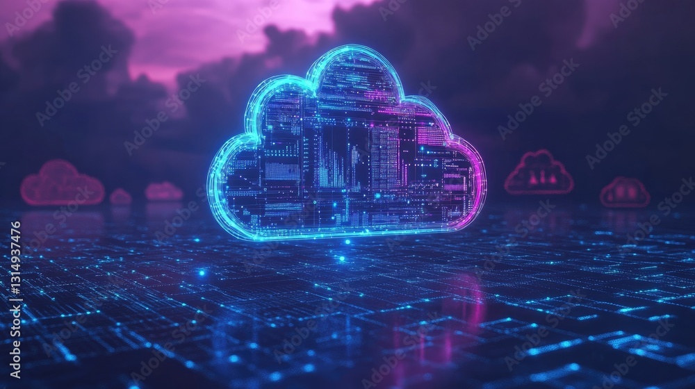 Poster corporate network visualization with data sharing and cloud technology.