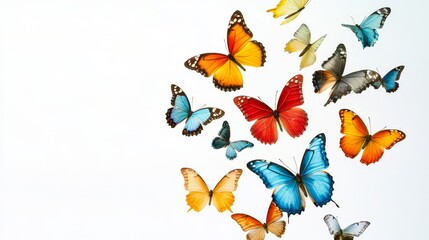 Fototapeta premium Butterflies fluttering in colorful harmony nature's canvas visual delight serene environment aerial perspective vibrant flight