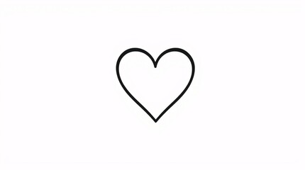 Minimalist Black Heart Silhouette on White Background - Elegant and Clean Design