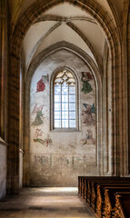 Fototapeta premium Drawings in the side passage in St Barbara Cathedral in Kutna Hora city in Czech Republic