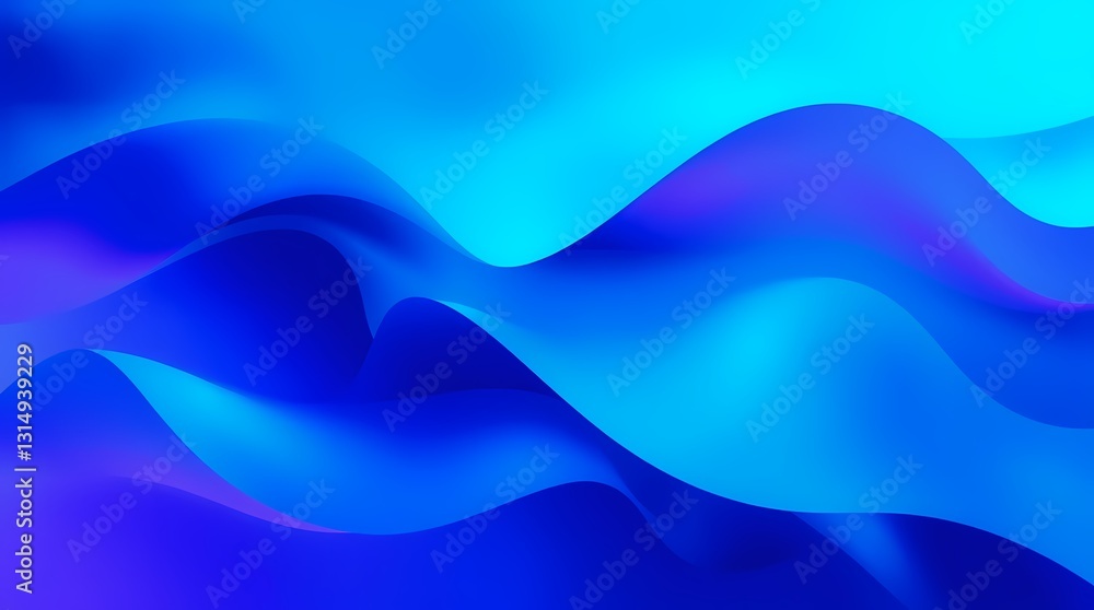 Aufkleber abstract blue waves: an abstract composition featuring fluid, undulating blue waves that create a se