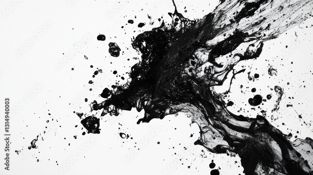 Aufkleber majestic tendrils of black ink flow and disperse, creating a striking contrast against a bright whit