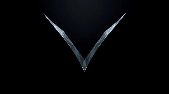 Modern Geometric Form: A striking, stylized representation of a 'V' shape, rendered with a modern geometric design on a dramatic black backdrop.