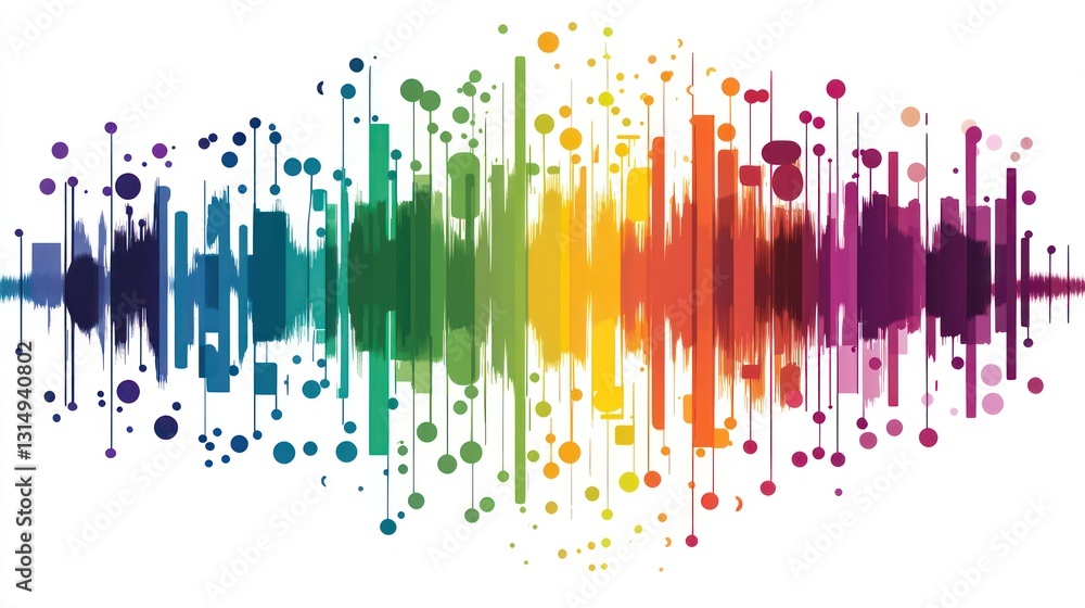 Poster abstract colorful audio waveform visual representation for sound design