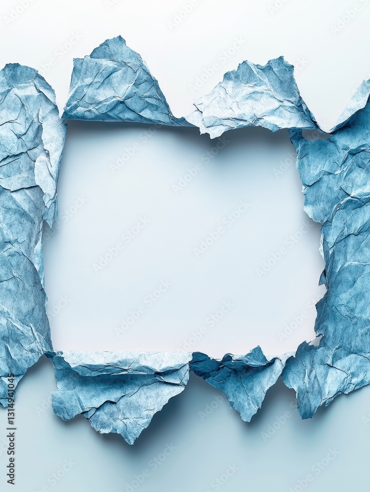 Poster abstract torn paper frame with a clean white space for text or image in a modern and artistic style 