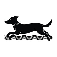 Silhouette of a Dog Swimming with Legs Paddling for Pet Stock