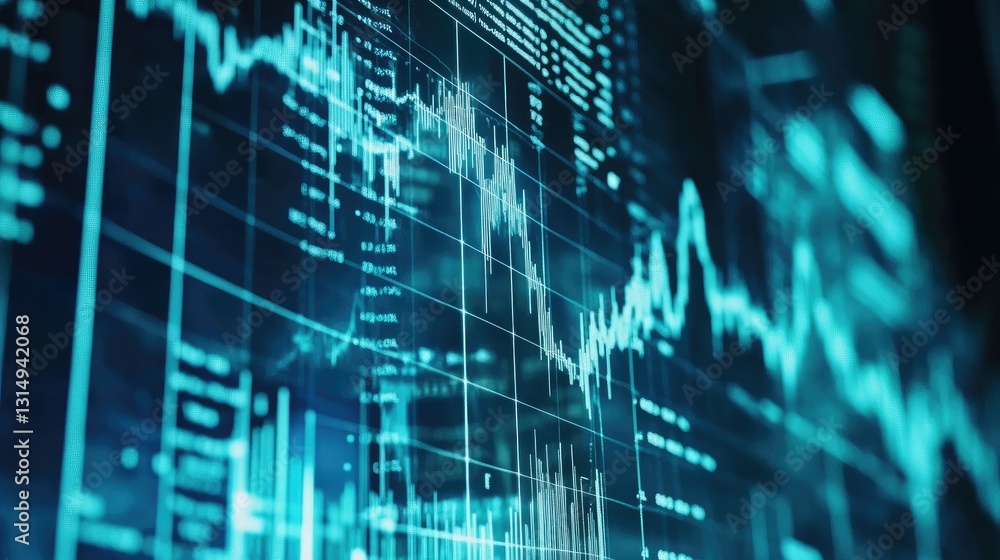 Poster digital workspace with a financial strategy report and an investment dashboard.
