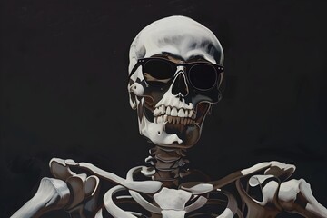 Fototapeta premium Illustration of a skeleton with sunglasses