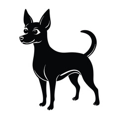 Small Dog Standing Proudly with Ears Perked Silhouette for Stock Illustration