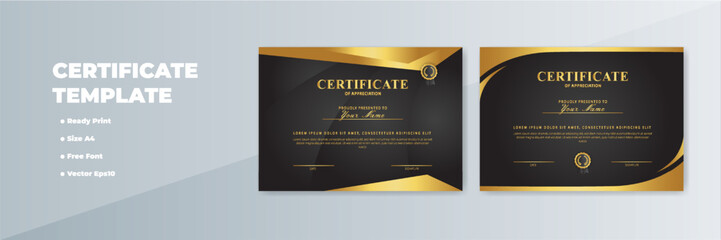 Gold-accented black certificate template design