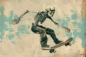 Skating skeleton illustration