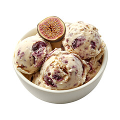 Caramelized Fig Ice Cream Isolated on Transparent Background