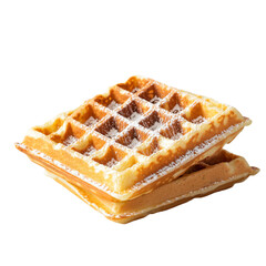 a waffle with powdered sugar on top