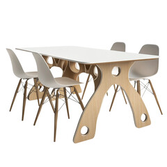 Designer table with chairs, cut out.
