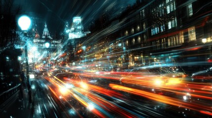 Fototapeta premium Night city street lights blur