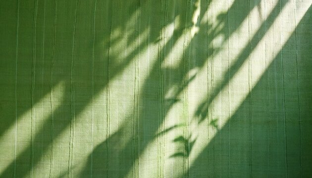 abstract foliage sunlight shadow silhouette on sage green linen curtain elegant sustainable background for eco business branding identity