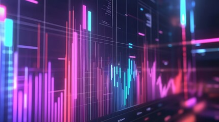 Futuristic business planning concept with a holographic growth chart display.