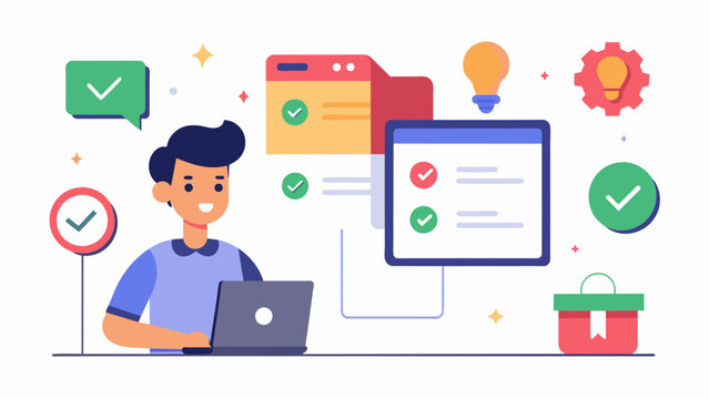 The customers data is then sent to the ecommerce platform to update the order status and trigger any necessary customer service notifications.. Vector illustration