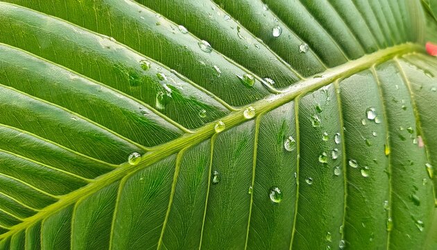 a close up of a fresh green leaf with water droplets on it highlighting its vibrant texture this image is ideal for wellness nature themed projects or health related articles or websites