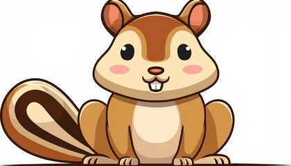Fototapeta premium funny chipmunk character with cute snout sitting illustration