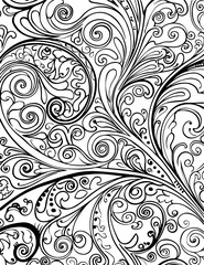Obraz premium patterned swirls and flowers pages, coloring page, pattern, seamless, floral, flower, vector, wallpaper, design, art, illustration, texture, vintage, decoration, ornament, leaf, flowers, nature, black