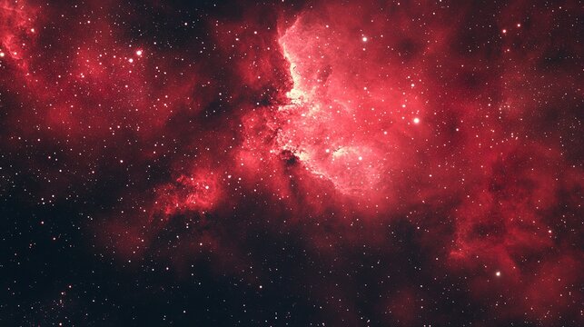 Deep red cosmic galaxy background with scattered stars and nebula clouds creating a space theme