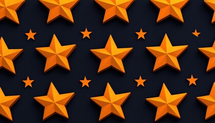 Obraz premium A vibrant pattern of orange stars set against a dark background, creating a striking visual effect.