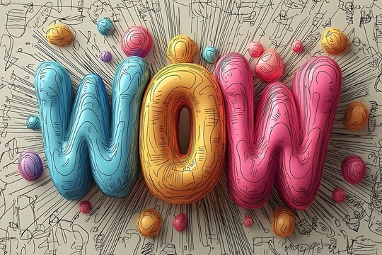 Colorful 3D Wow! Burst Design.