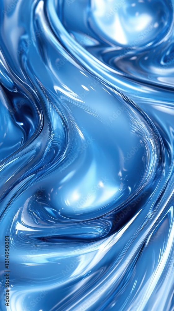 Aufkleber captivating close up of vibrant blue liquid with smooth flowing curves and glossy reflections creati