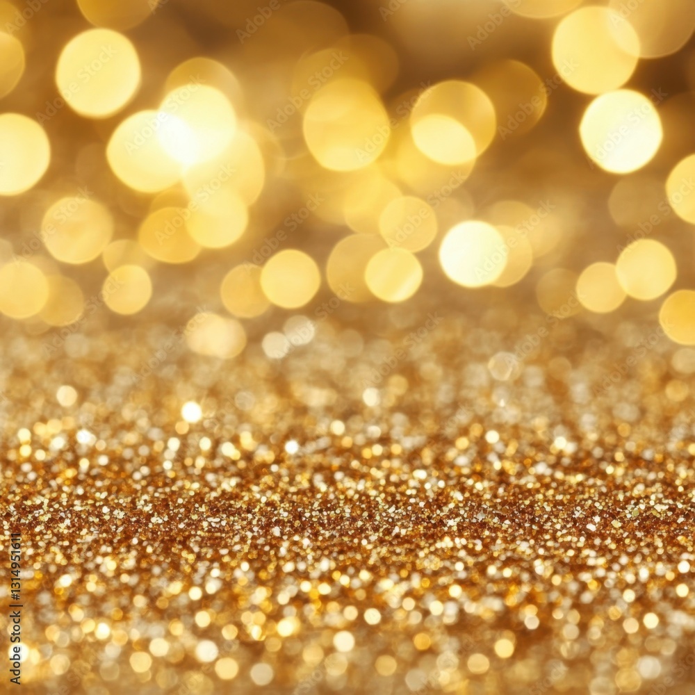 Poster shimmering gold glitter surface with bokeh lights creating a festive and luxurious background for ce