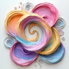 Abstract pastel circles and spirals on a white background. Generated AI