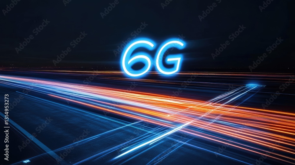 Poster graphical representation of high-speed g internet networks and cloud computing.