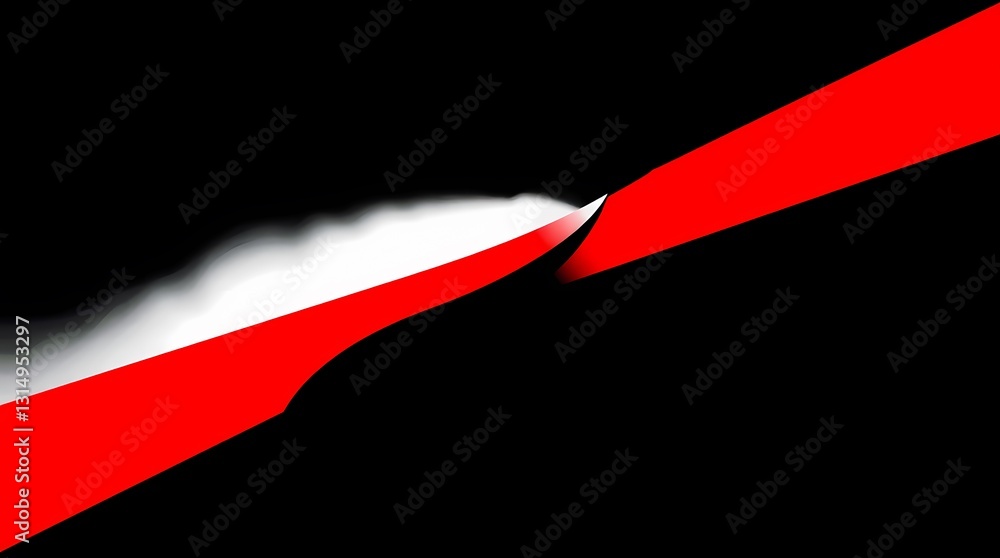 Poster dynamic abstract composition: a vibrant interplay of diagonal lines, a bold burst of red against a c