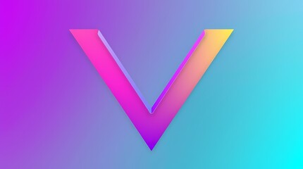 Geometric Abstraction: The letter "V" rendered in gradient hues against a blurred background, the perfect blend of typography and color. 