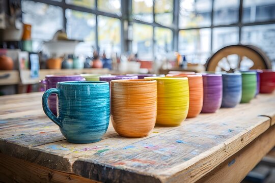 Pottery Creation on Wooden Workbench