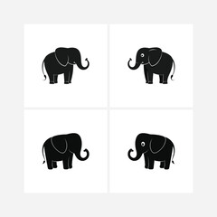 Download a high-quality minimalist elephant silhouette featuring a sleek black design with smooth curves and subtle white accents. Perfect for logos, designs, and artistic projects.