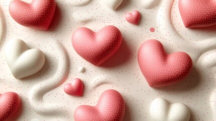 Obraz premium Abstract hearts on flowing surface background. Ideal for Valentine's Day