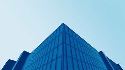 Obraz premium Modern Geometric Building Silhouette in Cool Blue and Gray Vector Art