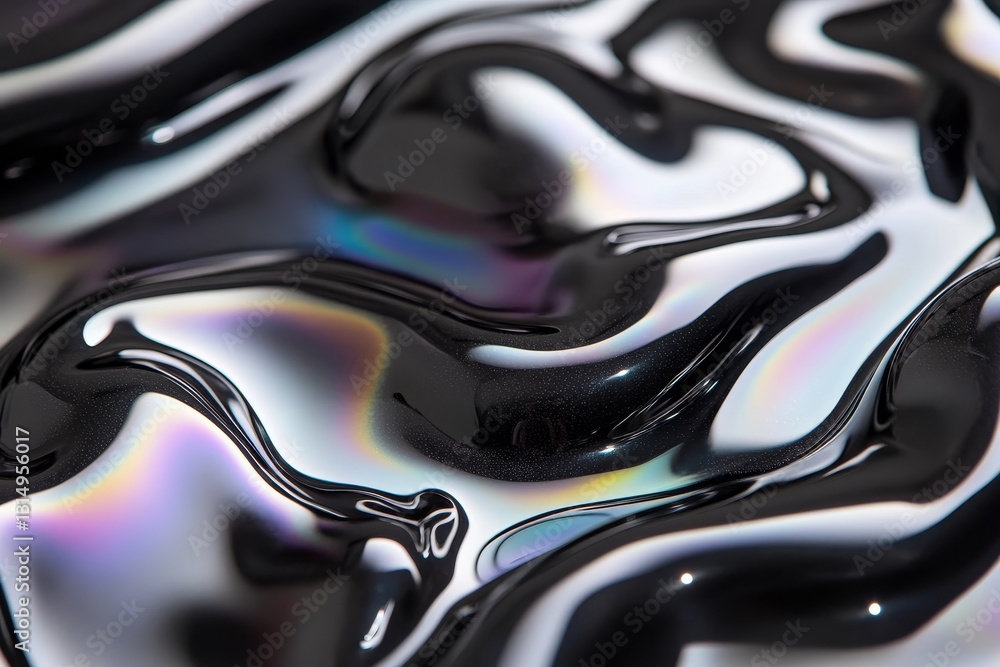 Poster abstract flowing patterns with colorful iridescent highlights