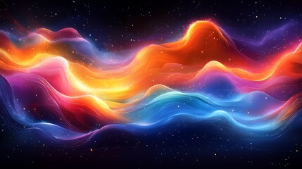 Obraz premium Abstract vibrant wavy shapes in space. Possible use Digital art background