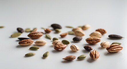 Obraz premium Assorted Nuts and Seeds Background Texture