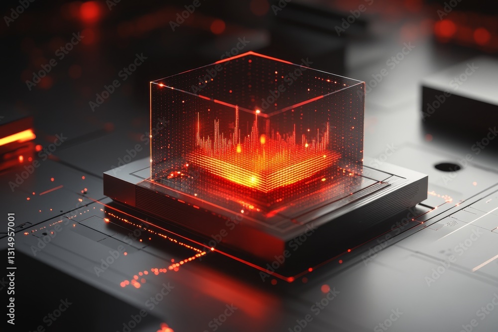 Aufkleber abstract visual representation of technology block with red elements