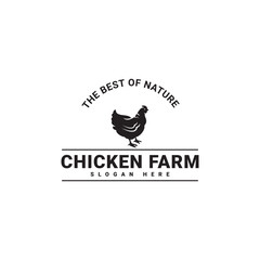 Vintage Chicken Farm Logo chicken farm logo vector illustration design, rooster on fence hipster logo design