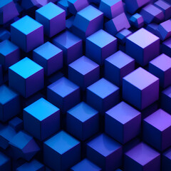 Obraz premium Abstract Blue Purple Cubes 3D Render