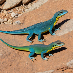 Fototapeta premium Male and female Augrabies flat lizard (Platysaurus broadleyi), Augrabies Falls National Park